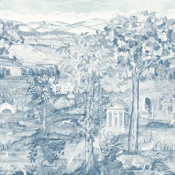 Arcadian Thames Wedgwood Blue Wallpaper by Zoffany