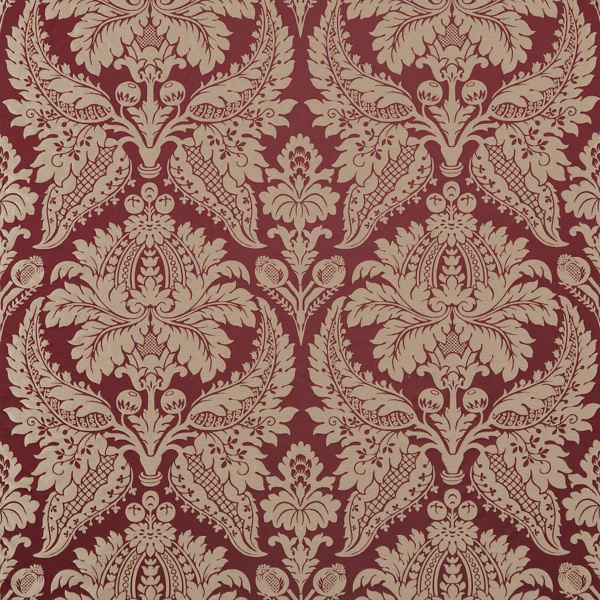 Malmaison Damask Garnet Fabric by Zoffany