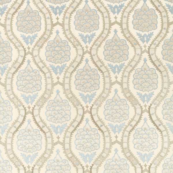 Anar Trellis Stockholm Blue / Platinum Grey Fabric by Zoffany