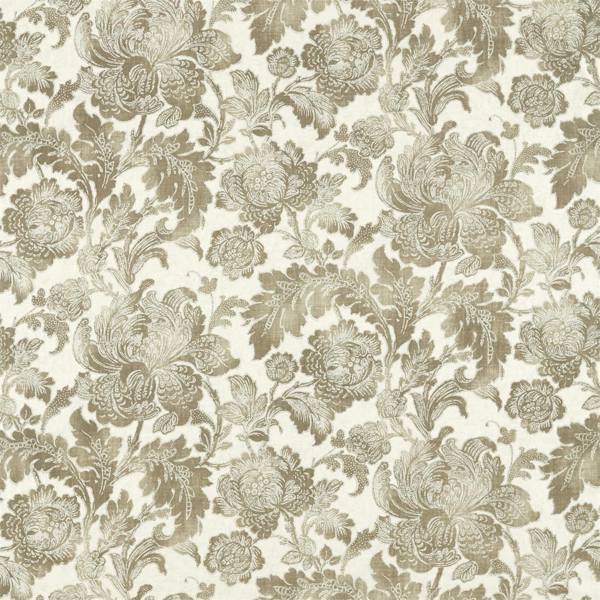 Gilded Damask Snow Linen Fabric by Zoffany