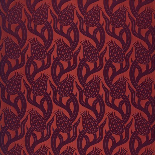Persian Tulip Weave Crimson Fabric by Zoffany