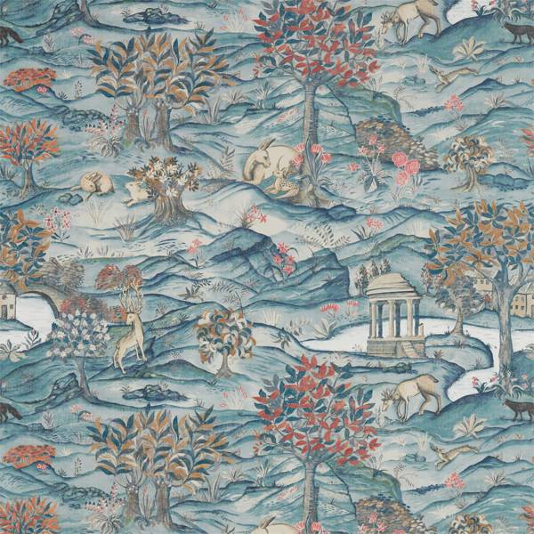 Stand Wood Teal/Velvet Blue Wallpaper by Zoffany