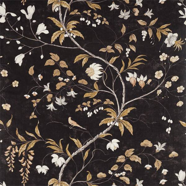 Chambalon Trail Antique Gold/Vine Black Fabric by Zoffany