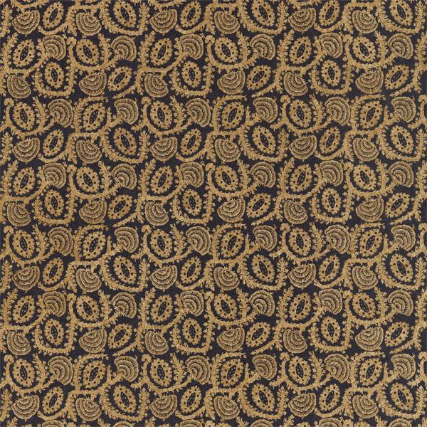Suzani Embroidery Antique Gold/Vine Black Fabric by Zoffany