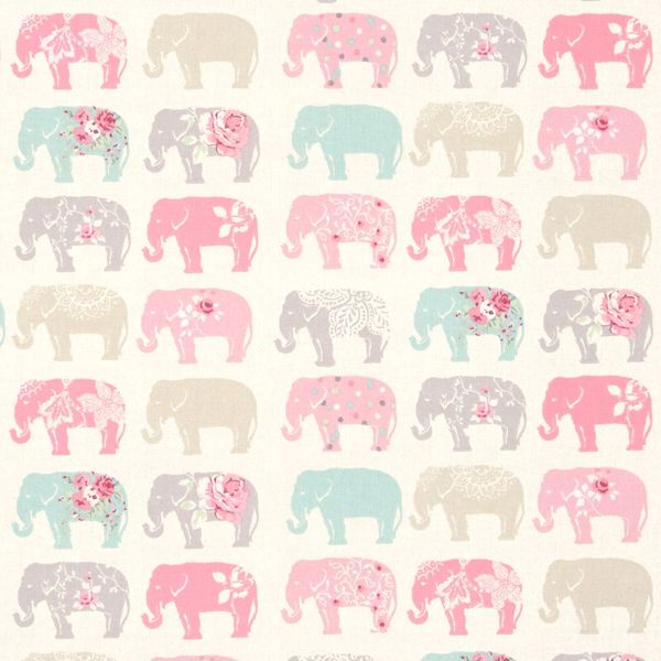Elephants Pastel Fabric by Clarke & Clarke