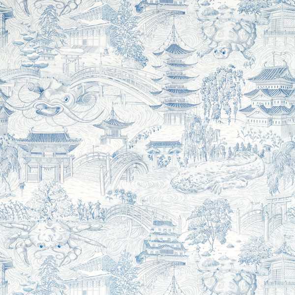 Eastern Palace Indigo Fabric by Zoffany