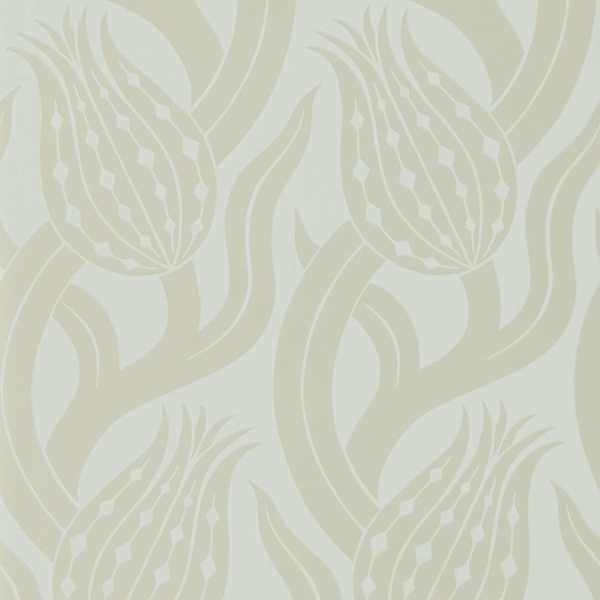 Persian Tulip Silver Wallpaper by Zoffany
