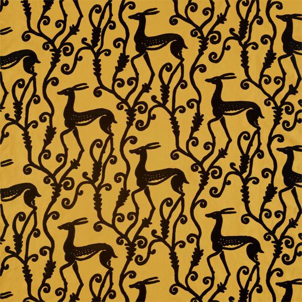 Deco Deer Tigers Eye/Vine Black Fabric by Zoffany