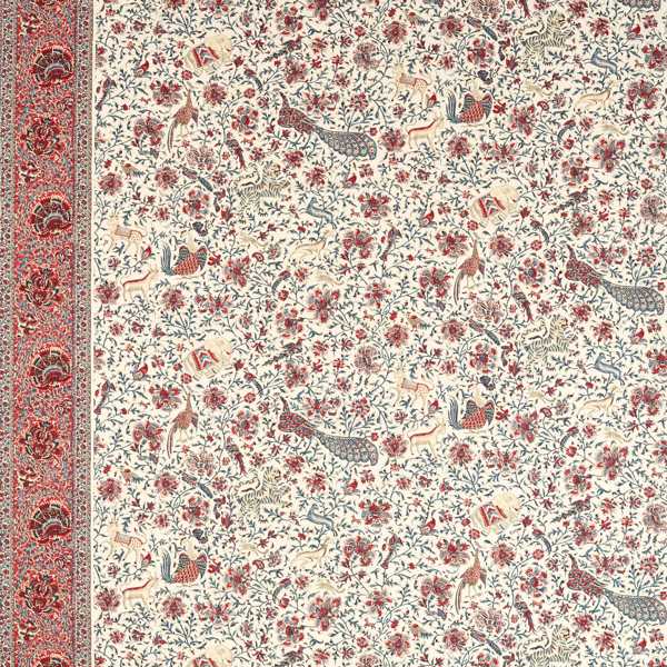 Mughal Menagerie Indigo/Madder Fabric by Zoffany