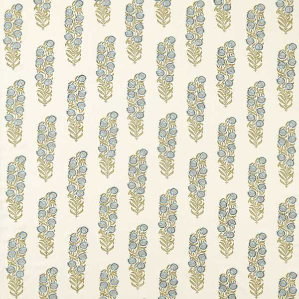 Sanganeri Block Print Tempest/Olive Fabric by Zoffany