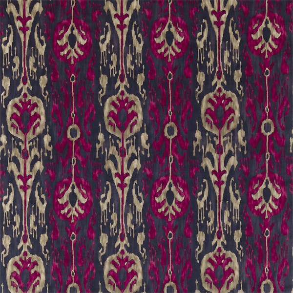 Kashgar Velvet Charcoal/Cerise Fabric by Zoffany
