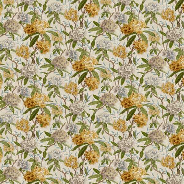 Azalea Path Primrose/Evergreen Fabric by Zoffany