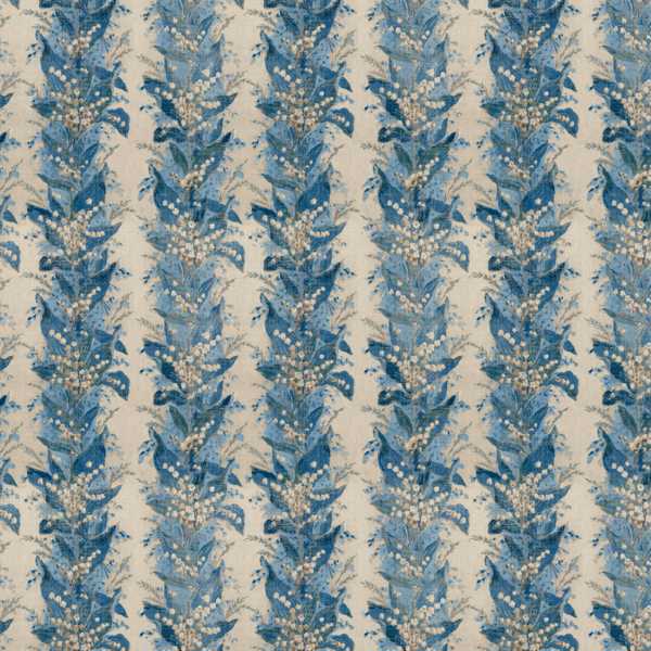 Lily Stripe Chalk/Blue Stone Fabric by Zoffany