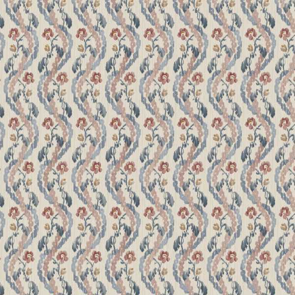 Winter Garden Indigo/Red Fabric by Zoffany