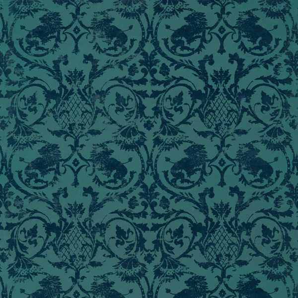 Landseer Blue Malachite Fabric by Zoffany