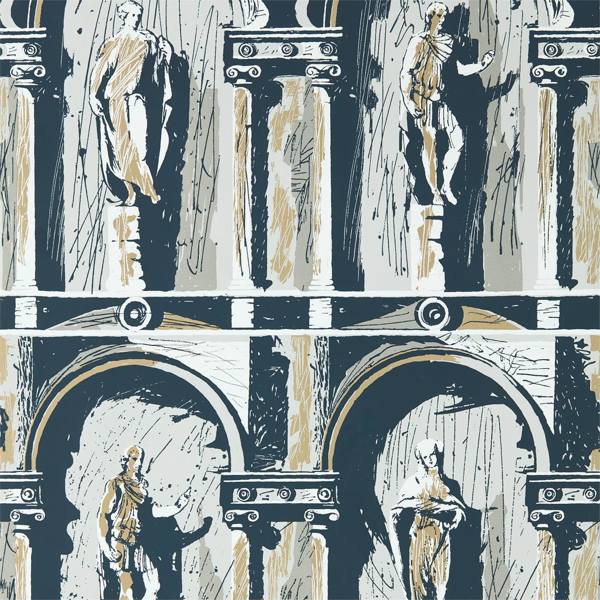 Montacute Platinum Grey/Ink Wallpaper by Zoffany