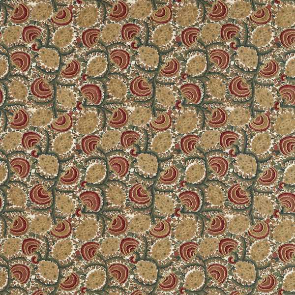 Suzani Archive Embroidery Russet/Sage Green Fabric by Zoffany