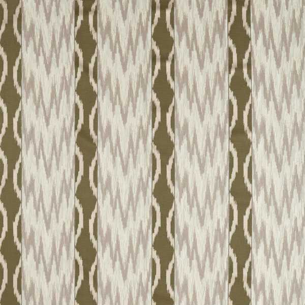 Embroidered Ikat Stripe Green Stone Fabric by Zoffany