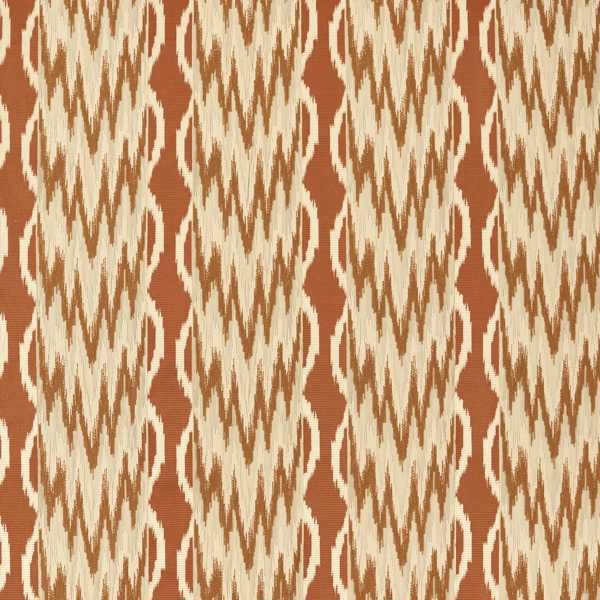 Embroidered Ikat Stripe Amber Fabric by Zoffany