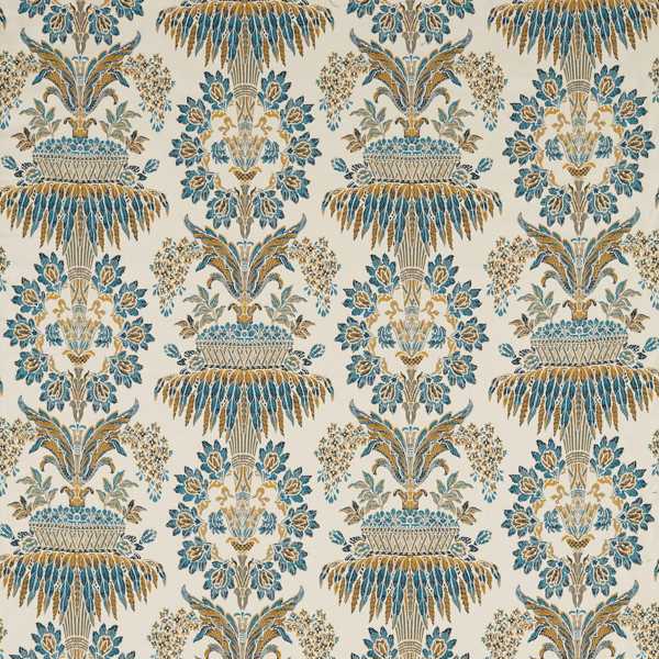 Long Gallery Brocade Teal/Gold Fabric by Zoffany